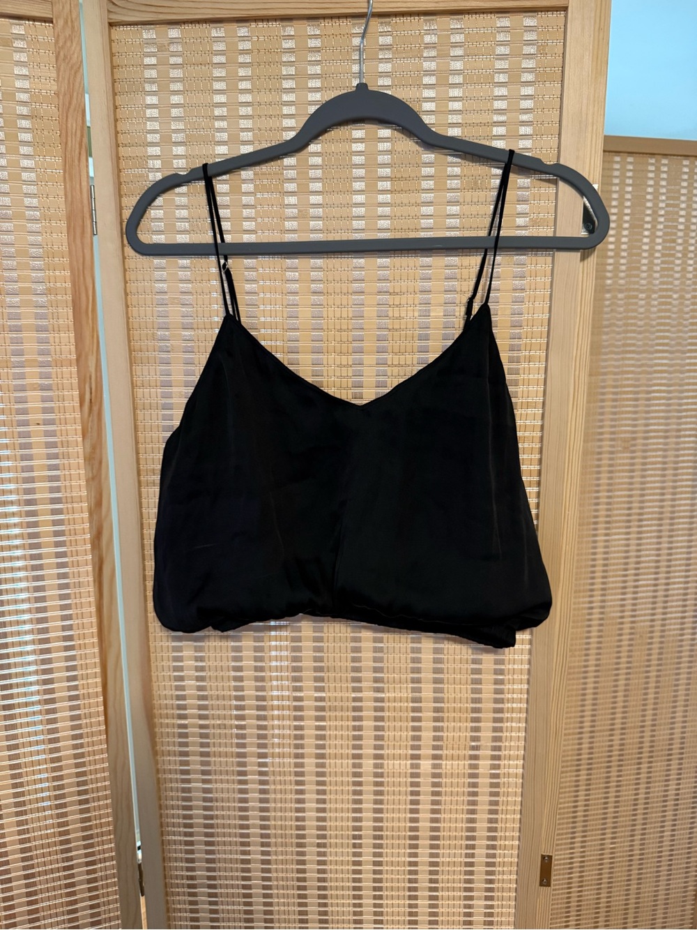 Black V-Neck Spaghetti Strap Crop Top - Women